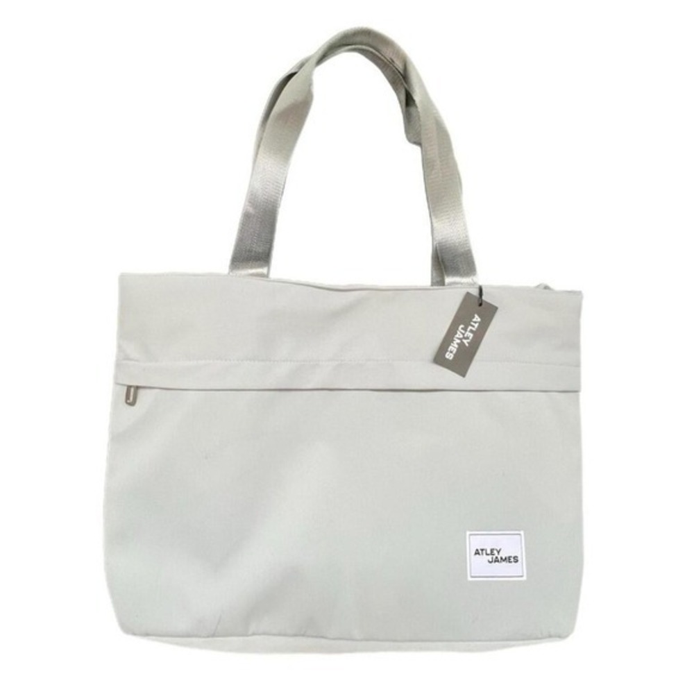 Atley James Tote Bag Light Gray Nylon Zipper Shoulder Bag Large OS